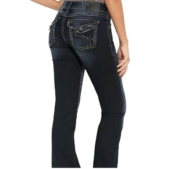 Silver Jeans - SUKI SURPLUS - SAF446 - Mid Rise Boot Cut Blue Denim (27X30) - Picture 1 of 16